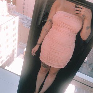 Strapless Pink Ruffle Dress